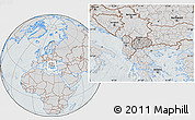 Gray Location Map of Macedonia, lighten, semi-desaturated, hill shading