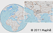 Gray Location Map of Macedonia, lighten, semi-desaturated, land only, hill shading
