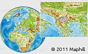 Gray Location Map of Macedonia, physical outside, hill shading