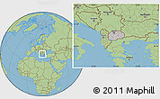 Gray Location Map of Macedonia, savanna style outside