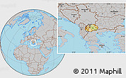 Physical Location Map of Macedonia, gray outside