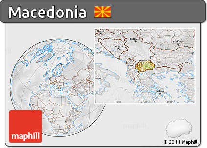 Physical Location Map of Macedonia, lighten, desaturated