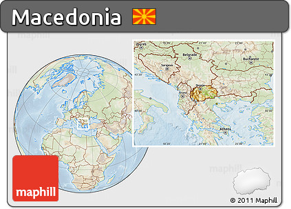Physical Location Map of Macedonia, lighten