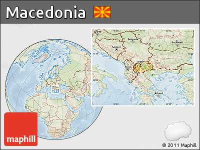 Physical Location Map of Macedonia, lighten