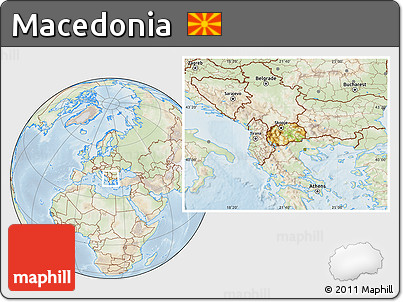 Physical Location Map of Macedonia, lighten