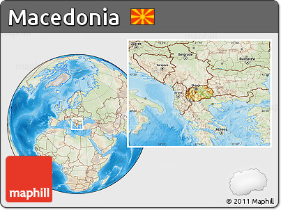 Physical Location Map of Macedonia, lighten, land only