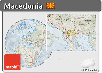 Physical Location Map of Macedonia, lighten, semi-desaturated