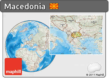 Physical Location Map of Macedonia, lighten, semi-desaturated, land only
