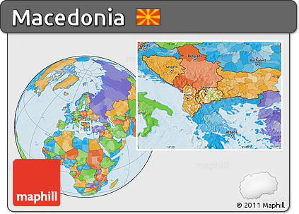 Physical Location Map of Macedonia, political outside