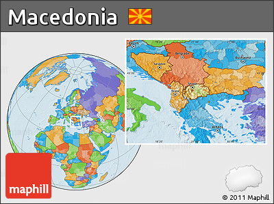 Physical Location Map of Macedonia, political outside