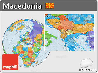 Physical Location Map of Macedonia, political outside