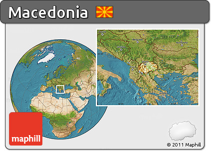 Physical Location Map of Macedonia, satellite outside