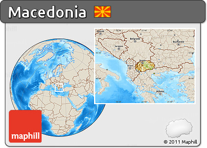 Physical Location Map of Macedonia, shaded relief outside