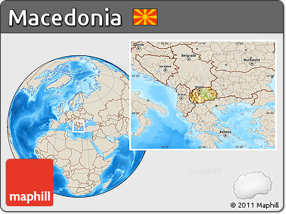 Physical Location Map of Macedonia, shaded relief outside