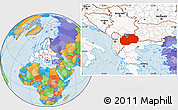 Political Location Map of Macedonia, highlighted continent