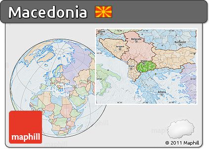 Political Location Map of Macedonia, lighten
