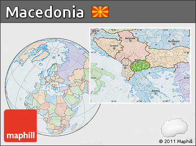 Political Location Map of Macedonia, lighten