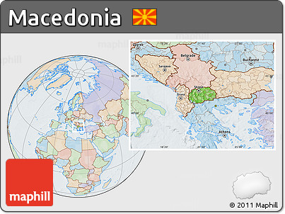 Political Location Map of Macedonia, lighten
