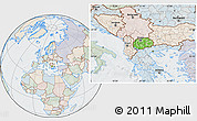 Political Location Map of Macedonia, lighten, semi-desaturated