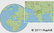 Political Location Map of Macedonia, savanna style outside