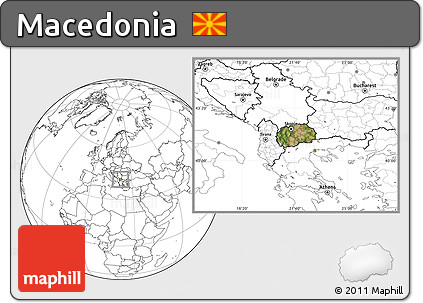 Satellite Location Map of Macedonia, blank outside