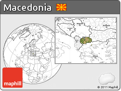Satellite Location Map of Macedonia, blank outside