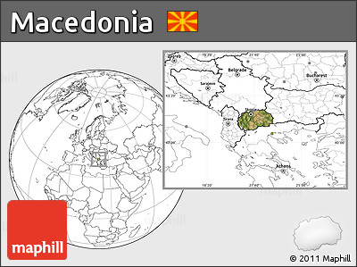 Satellite Location Map of Macedonia, blank outside