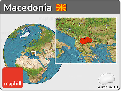 Satellite Location Map of Macedonia