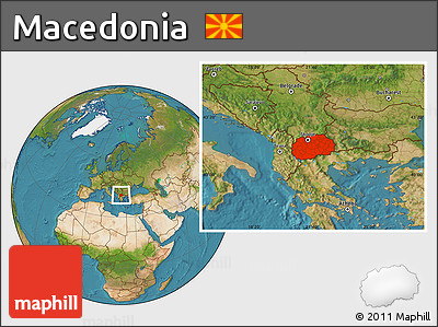 Satellite Location Map of Macedonia