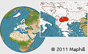 Satellite Location Map of Macedonia, highlighted continent