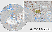 Satellite Location Map of Macedonia, lighten, desaturated