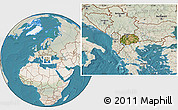 Satellite Location Map of Macedonia, lighten, land only