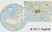 Satellite Location Map of Macedonia, lighten