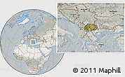 Satellite Location Map of Macedonia, lighten, semi-desaturated