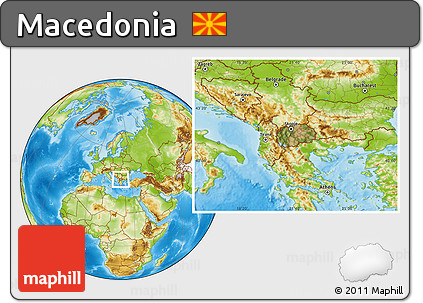 Satellite Location Map of Macedonia, physical outside