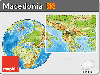 Satellite Location Map of Macedonia, physical outside