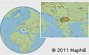 Satellite Location Map of Macedonia, savanna style outside