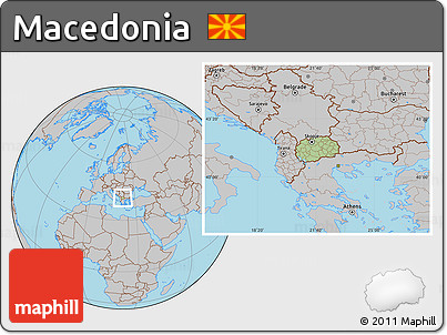 Savanna Style Location Map of Macedonia, gray outside