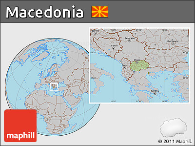 Savanna Style Location Map of Macedonia, gray outside