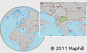 Savanna Style Location Map of Macedonia, gray outside