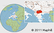 Savanna Style Location Map of Macedonia, highlighted continent