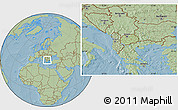 Savanna Style Location Map of Macedonia, hill shading outside