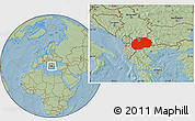 Savanna Style Location Map of Macedonia, hill shading