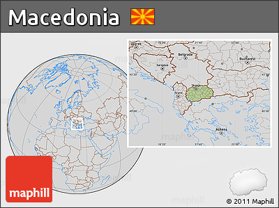 Savanna Style Location Map of Macedonia, lighten, desaturated