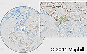Savanna Style Location Map of Macedonia, lighten, desaturated, hill shading
