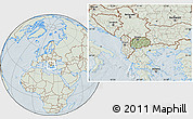 Savanna Style Location Map of Macedonia, lighten, hill shading