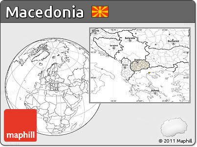 Shaded Relief Location Map of Macedonia, blank outside