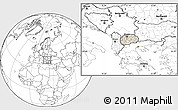Shaded Relief Location Map of Macedonia, blank outside