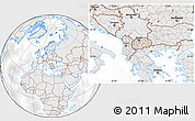 Shaded Relief Location Map of Macedonia, lighten, desaturated