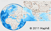 Shaded Relief Location Map of Macedonia, lighten, land only